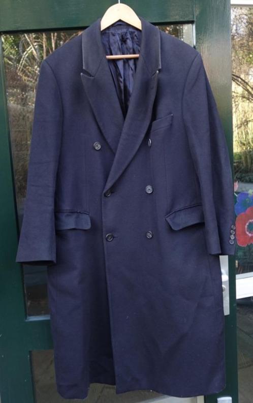 Lange zwarte gevoerde wollen/kasjmier jas van Eduard Pelger, Kleding | Heren, Jassen | Winter, Gedragen, Maat 52/54 (L), Zwart