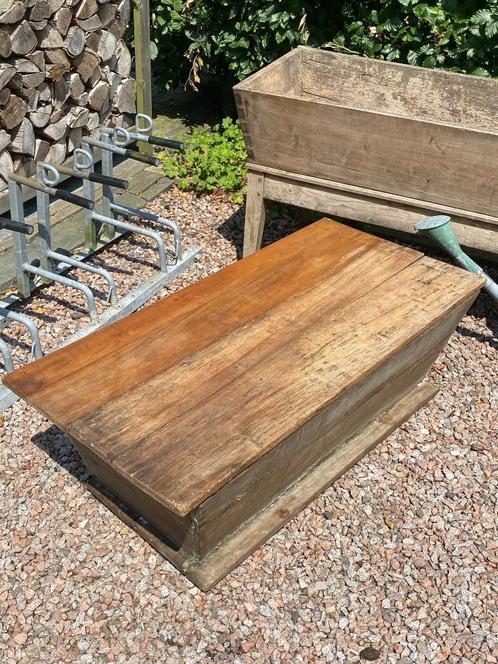 Brocante houten bakkerstrog met deksel, Antiek en Kunst, Curiosa en Brocante, Ophalen