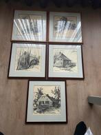 Pentekeningen in twee verschillende soorten lijsten, Antiek en Kunst, Ophalen of Verzenden