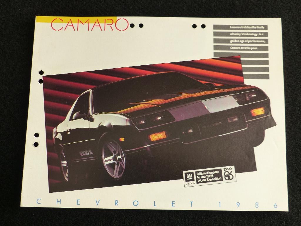 Chevrolet Camaro 1986 brochure, Verzenden, Zo goed als nieuw, Chevrolet