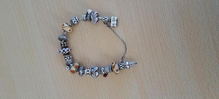 pandora armband met bedels, Sieraden, Tassen en Uiterlijk, Armbanden, Zo goed als nieuw, Zilver, Zilver, Ophalen of Verzenden