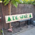 Antiek emaille reclamebord De Spar Langcat 198x32cm, Ophalen, Zo goed als nieuw, Reclamebord