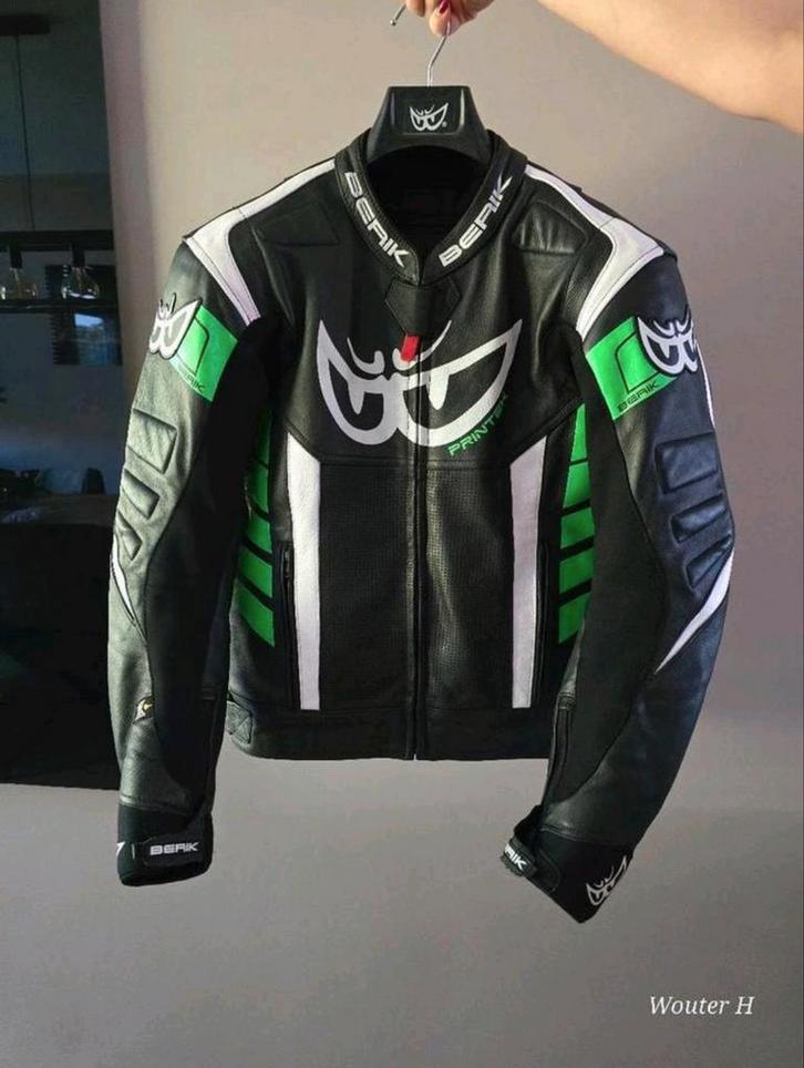 Berik Zakura groen/ zwart Maat 50, Motoren, Kleding | Motorkleding, Jas | leer, Tweedehands, Ophalen