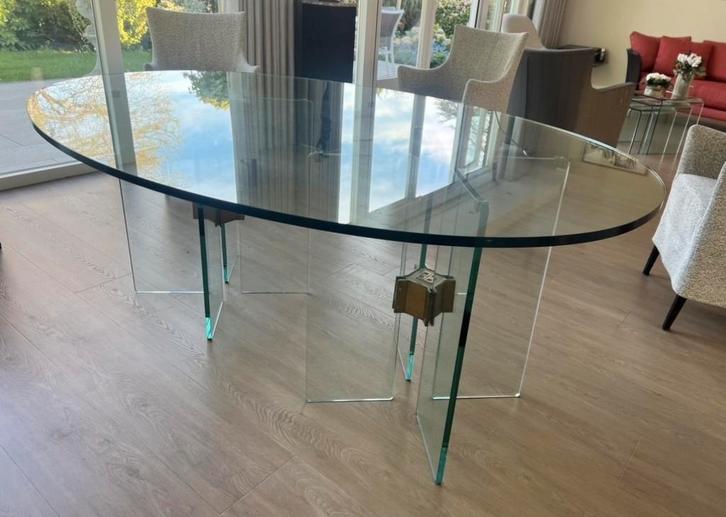 Glazen eettafel van Ghyczy, Huis en Inrichting, Tafels | Eettafels, Zo goed als nieuw, 150 tot 200 cm, 100 tot 150 cm, Vijf personen of meer