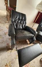 Vintage lederen chesterfield fauteuil jaren 60/70, Ophalen, Gebruikt, Leer, 75 tot 100 cm