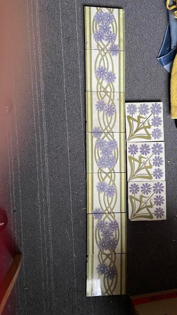 Antieke tegels guirlande + koptegels, Ophalen, Gebruikt, Minder dan 20 cm, Minder dan 20 cm