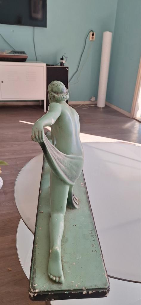 Art Deco Beeld 'Diana met Honden' S. Millani, Antiek en Kunst, Kunst | Beelden en Houtsnijwerken, Ophalen of Verzenden