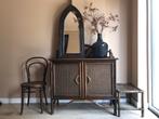 Retro rotan set: kastje, bijzettafel, stoel en spiegel, Huis en Inrichting, Kasten | Dressoirs, Ophalen, Gebruikt, 50 tot 100 cm