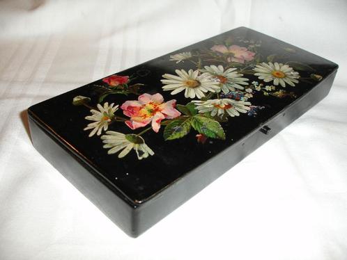 ﻿PRACHTIGE ANTIEKE PAPIER MACHEE PENNENDOOS - wvq, Antiek en Kunst, Curiosa en Brocante, Verzenden