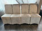 4 Velvet Stoelen Zilver/Grijs, Gebruikt, Ophalen of Verzenden, Vier, Stof