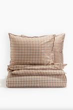H&M Home dekbedden ruit bruin, 200x200, 60x70 katoen, Huis en Inrichting, Slaapkamer | Beddengoed, Gebruikt, Bruin, Dekbedovertrek