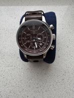Profuomo herenhorloge met bruine leren band, Overige merken, Staal, Polshorloge, Ophalen of Verzenden