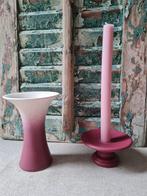 Vintage/ retro Vaas & Kandelaar Set., Overige materialen, Gebruikt, Ophalen of Verzenden, Rood