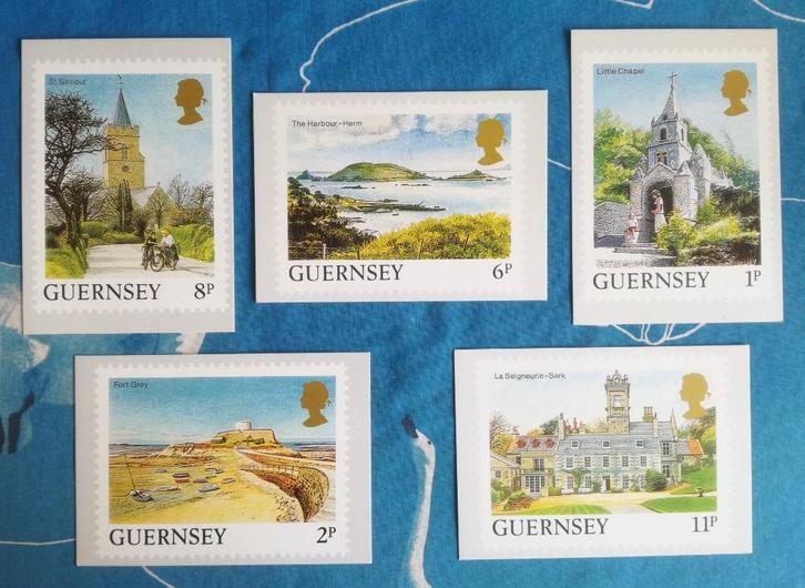 Maxi-kaarten en postzegels Guernsey, Jersey, Isle of Man, Postzegels en Munten, Postzegels | Europa | UK, Postfris, Ophalen of Verzenden