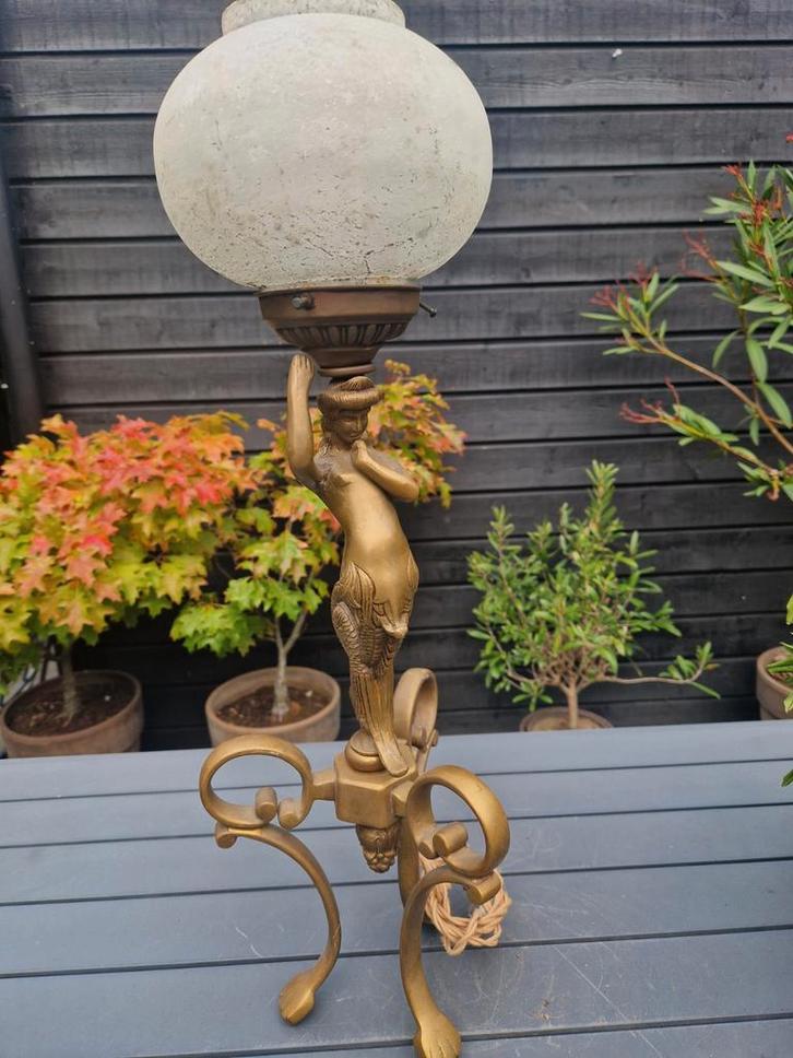 Antieke  - La Belle Compagnie- bronzen staande lamp 85 cm, Antiek en Kunst, Antiek | Lampen, Ophalen of Verzenden