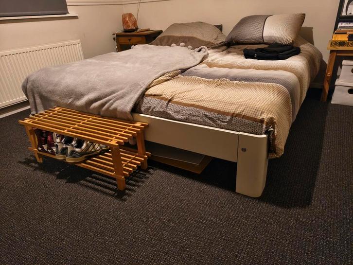 Auping auronde Tweepersoonsbed met bodem - Alpine wit, Huis en Inrichting, Slaapkamer | Bedden, Zo goed als nieuw, Tweepersoons