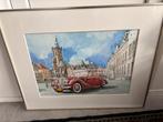 Aquarel klassieke auto Riley te Roermond, Ophalen
