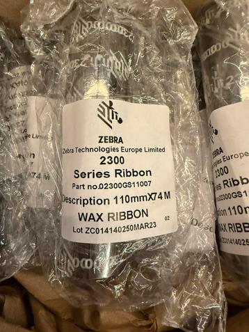 11x zebra 2300 110mmX74M Wax Ribbon beschikbaar voor biedingen