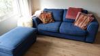 Comfortabel 2-3 Zits Bank Donkerblauw + Voetenbank, Huis en Inrichting, Banken | Bankstellen, Ophalen, Gebruikt, Design, 150 tot 200 cm