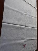 Antieke doek mensfiguren handwerk pronk monogram franje igst, Ophalen of Verzenden