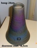 Gubbels Helden vaas taps toelopend: paars-olijfgroen-blauw, Ophalen of Verzenden, Zo goed als nieuw, Blauw, Aardewerk of Porselein