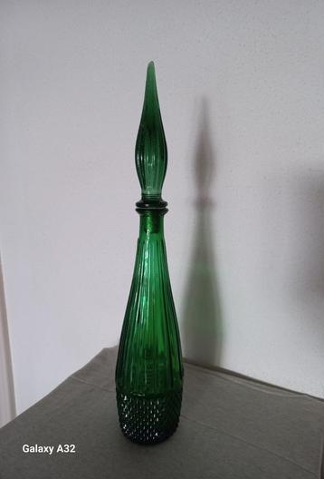 Groene Empoli Glas Karaf, 47 cm hoog met ribbels beschikbaar voor biedingen