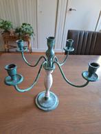 Vintage / brocante 5-armige kandelaar, Antiek en Kunst, Antiek | Kandelaars, Ophalen of Verzenden, Overige materialen
