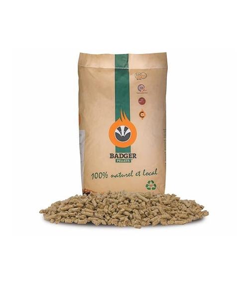 Badger houtpellets | Onlinepelletshop | v.a. € 6,60,-, Tuin en Terras, Haardhout, Blokken, Overige houtsoorten, Minder dan 3 m³