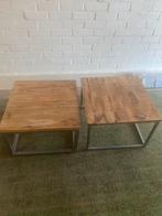 Houten tafeltjes met rvs onderstel, Ophalen of Verzenden, Rechthoekig, Minder dan 55 cm, 45 tot 60 cm