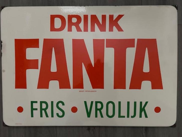 Fanta emaille reclamebord, Verzamelen, Merken en Reclamevoorwerpen, Gebruikt, Reclamebord, Ophalen of Verzenden