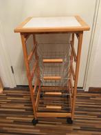 Keukentrolley van hout met 4 laden, Huis en Inrichting, Keuken | Keukenelementen, Ophalen, Minder dan 50 cm, Bruin, Zo goed als nieuw