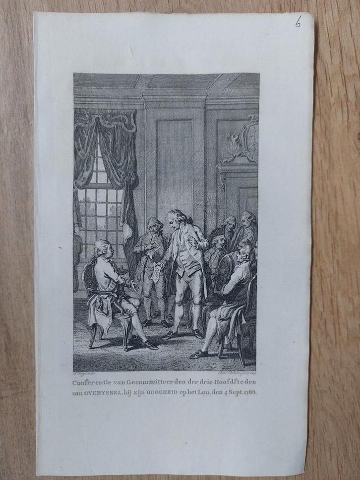 6 / Conferentie 3 hoofdsteden Overijssel Het Loo Apeldoorn, Antiek en Kunst, Kunst | Etsen en Gravures, Ophalen of Verzenden