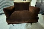Fauteuil stoel stof donker bruin zwarte poot nieuw, Ophalen, Nieuw, 75 tot 100 cm, Stof