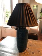 VINTAGE VAAS WEST GERMANY BLAUW GLAZUUR LAMP LINNEN, Ophalen of Verzenden