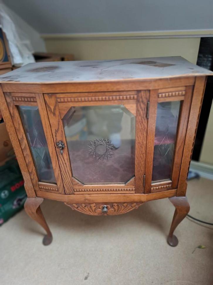 Antiek Theekastje met Glas, Antiek en Kunst, Antiek | Meubels | Kasten, Ophalen