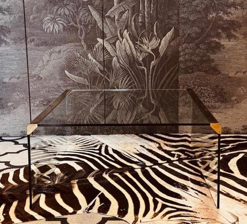 GALOTTI & RADICE  KOFFIETAFEL SALONTAFEL GLAS MESSING BRASS, Huis en Inrichting, Tafels | Salontafels, Nieuw, Minder dan 50 cm