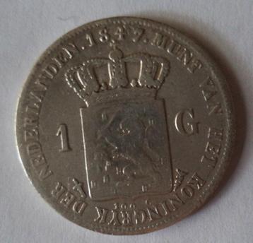 1847 Nederland 1 gulden zilver Willem II beschikbaar voor biedingen
