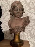Antiek Buste Beeld van meisje op Sokkel, Antiek en Kunst, Kunst | Beelden en Houtsnijwerken, Ophalen of Verzenden