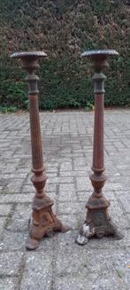 2 stuks Oude Ijzeren kandelaars 70 cm, Ophalen of Verzenden, Overige materialen