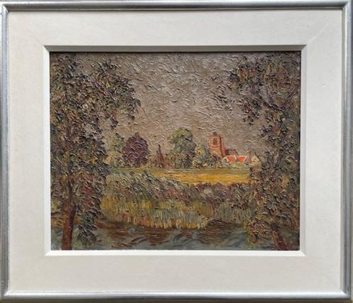 Gezicht op Beesd Olieverf Schilderij  ges. Jan van Anrooy, Antiek en Kunst, Kunst | Schilderijen | Klassiek, Ophalen of Verzenden