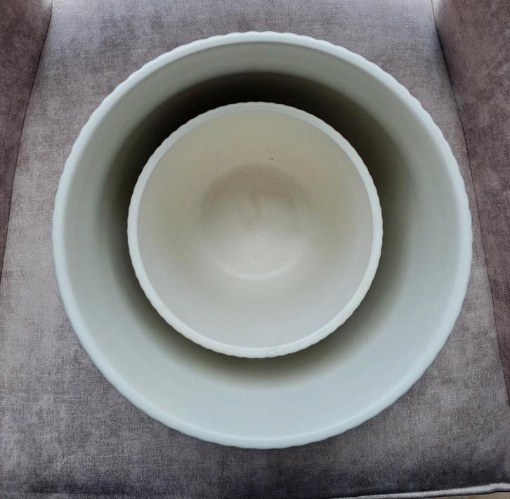 2 Hema crème ribbel bloempotten, Diversen, Kerst, Gebruikt, Ophalen