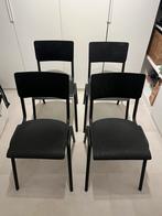 Eetkamerstoelen schoolstoelen zwart hout/metaal, Huis en Inrichting, Stoelen, Ophalen, Zwart, Zo goed als nieuw, Vier