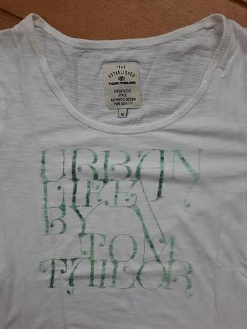 Tom Tailor Denim t- shirt wit groene text maat M beschikbaar voor biedingen