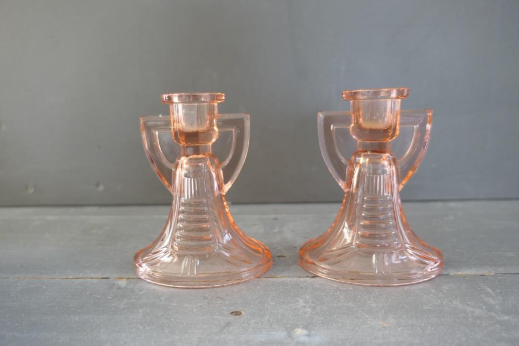 Art Deco Val Saint Lambert Luxval Kandelaars Victoria, Antiek en Kunst, Verzenden, Glas