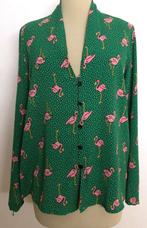 Grappige groen roze flamingo print blouse/top! M, Kleding | Dames, Blouses en Tunieken, Verzenden, Zo goed als nieuw, Maat 38/40 (M)