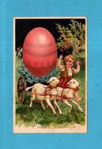 Pracht oude paaskaart M561 - Kindje/lammetjes/reuzen paasei, Verzenden, Voor 1920, Gelopen