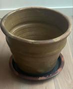 Aardewerk Bloempot met Schotel, Tuin en Terras, Bloempotten, Ophalen, Gebruikt, 40 cm of meer, Rond