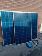 Set van 3 zonnepanelen met omvormer, elektrameter en snoer, Doe-het-zelf en Verbouw, Compleet systeem, Gebruikt, Ophalen