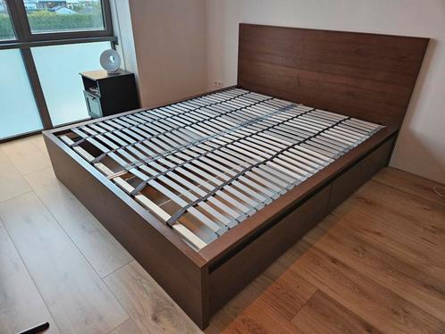 Malm bed (160x200, lattenbodems, lades), Huis en Inrichting, Slaapkamer | Bedden, Zo goed als nieuw, Tweepersoons, 160 cm, 200 cm