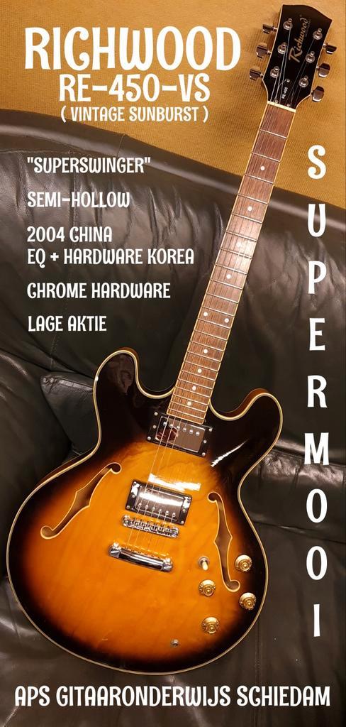 SUPERMOOIE RICHWOOD RE-400-VS SUPERSWINGER 2004 CHINA, Muziek en Instrumenten, Snaarinstrumenten | Gitaren | Elektrisch, Zo goed als nieuw